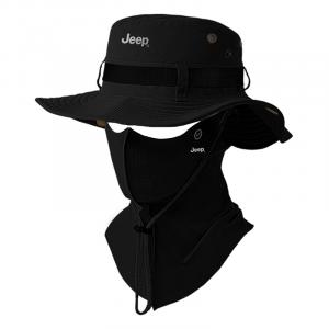Jeep Унисекс шапка от солнца из полиэстера, Black Sun Protection Two-Piece Set