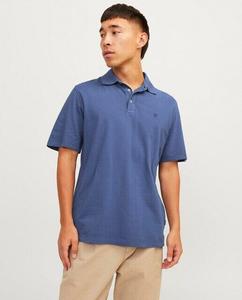 Мужская рубашка-поло с короткими рукавами и логотипом сбоку Jack & Jones, синий