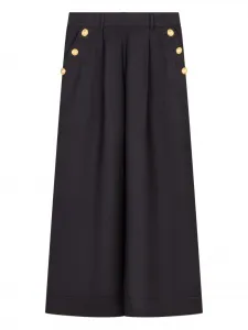 Брюки со складками и золотыми пуговицами Balmain Kids, черный