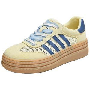 TATA Женские скейтерские кроссовки с наполненной радужной расцветкой устойчивые к истиранию низкие желто-голубые, цвет Yellow Blue