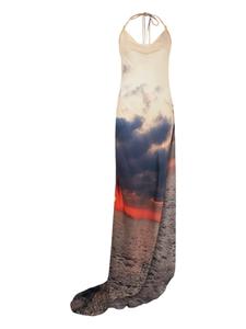 Платье макси с абстрактным принтом Roberto Cavalli, нейтральный