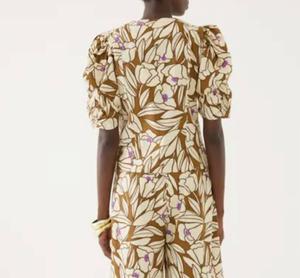 Рубашка с детализированным рукавом и цветочным принтом в мультиколоре EXQUISE