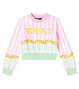 Барокко Лист хлопковый свитшот Versace Kids, Pastel Pink+Pastel Mint+Gold
