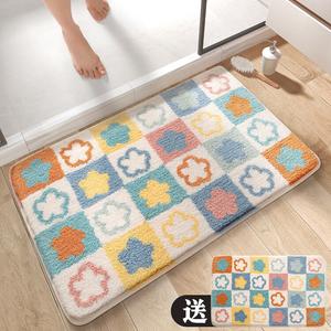 Dajiang Ковер для ванной 40х60 см, набор 2 шт, нескользящий, в клетку, для туалета, Huaji + Huaji