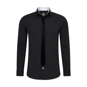 Рубашка с длинными рукавами Rusty Neal и галстуком, черно-белый