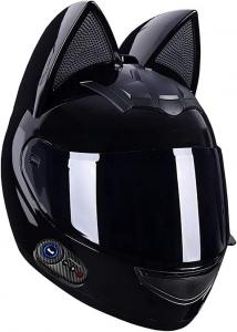 Шлем мотоциклетный Esrada с кошачьими ушками, черный