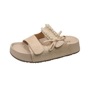 WUJI Женские противоскользящие устойчивые к истиранию сланцы с резиновой подошвой бежевые, цвет Beige