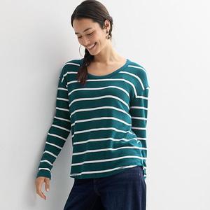 Женская уютная туника-футболка Sonoma Goods For Life, Teal Ivory Stripe