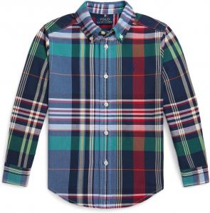 Рубашка Polo Ralph Lauren Kids Plaid Cotton Oxford Shirt, цвет Blue/Red/Multi