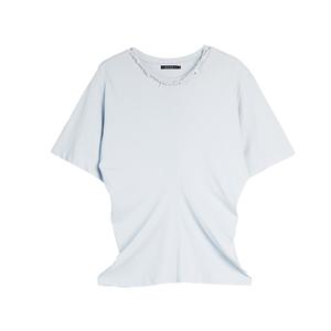 ELLE Футболка женская светлого голубого цвета с круглым вырезом и зауженной талией