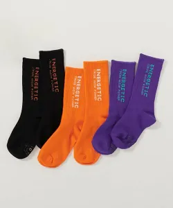 Набор из 3 пар неоновых носков с логотипом для мальчиков, весна/лето 2026 Devirock, цвет 014-Vertical Logo 4