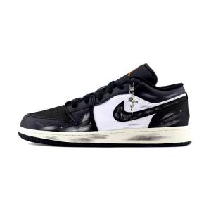 Jordan Air 1 Cool Black устойчивые к истиранию низкие баскетбольные кроссовки винтаж unisex черные