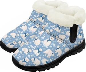Зимние ботинки для малышей для мальчиков и девочек, утепленные и очень легкие с плюшевой подкладкой и подошвой с противоскользящим эффектом Chririnla, Cartoon Polar Bear