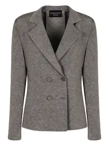 Двубортная куртка с узором «елочка» EMPORIO ARMANI, серый