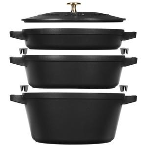 Набор чугунных кастрюль Staub, 3 предмета, 4,2 л, 24 см, черный