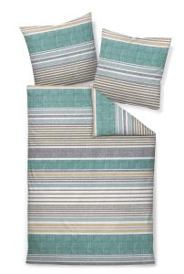 Постельное белье из фланели, 200x200 см, в зеленую полоску Janine, зеленый