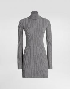 Вязаное длинное платье с высоким воротником Dolce & Gabbana, серый