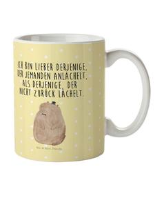 Детская кружка с изображением сурка и надписью в пастельно-желтых тонах Mr. & Mrs. Panda