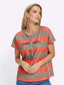 Футболка в кораллово-кунжутную полоску Heine