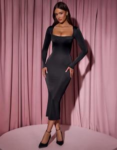 Платье миди Oh Polly Aimee с квадратным вырезом и открытой спиной, черное