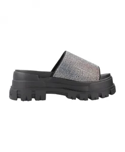 Гламурные шлепанцы на танкетке Buffalo, черный