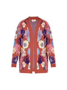 Женский кардиган синего цвета с разноцветными вставками usha FESTIVAL