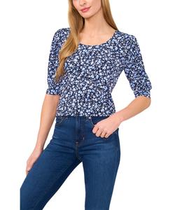 Топ CeCe Knit Scoop Neck Short Sleeve Top, Classic Navy