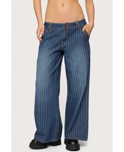 Женские полосатые джинсы Cory с низкой посадкой и свободным кроем Edikted, Blue