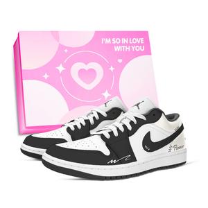 Jordan Кроссовки Air 1 Floral Brock Box Unisex низкие баскетбольные винтажные устойчивые к истиранию черный белый желтый