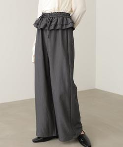 полосатые брюки с оборками на талии