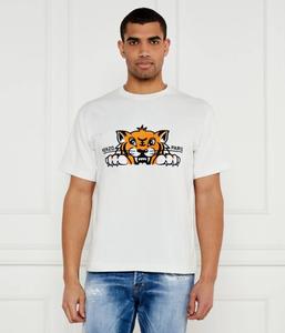 Футболка с изображением счастливого тигра Oversize fit Kenzo, белый