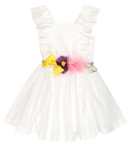 Украшенное платье с вышивкой бродери англез Monnalisa, разноцветный