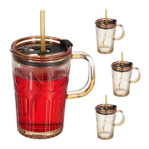 Стаканы для питья в наборе из 4 штук с ручками. Relaxdays, коричневый