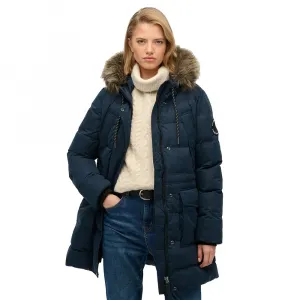 Пуховая куртка Superdry Everest MF Mid из искусственного меха, синий
