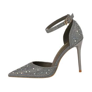 QITUMAUL Серые женские туфли на тонком каблуке высотой 10 см, цвет Gray[Heel Height 10cm]