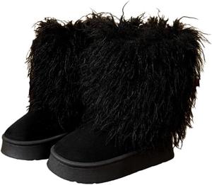 Женские однотонные зимние сапоги, модные утепленные сапожки без застежки, удобные сапоги средней высоты, доступны три цвета Hhhchpm, Black