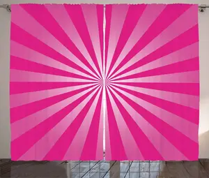 Штора ABAKUHAUS в ярко-розовом деревенском стиле с ретро-фрактальными полосками, универсальная ленточная штора для гостиной с петлями и крючками, 280 x 225 см, розово-белая Abakuhaus