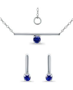 Комплект из 3 предметов: подвеска и серьги с имитацией синего сапфира Giani Bernini, Sterling Silver, Dark Blue