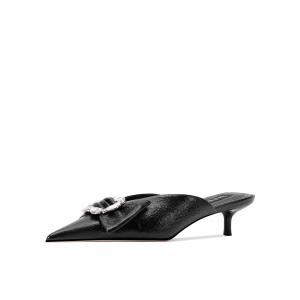 Shesrim Женские противоскользящие тапочки с закрытым носком на резиновой подошве черные, цвет Black