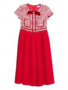 Твидовый комбинезон со складками Patachou, красный