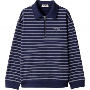 Поло с полосками и полузастежкой MIU MIU, синий