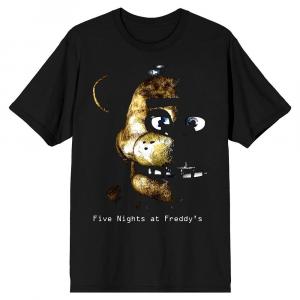 Мужская футболка Five Nights at Freddy's Freddy Fazbear с рисунком крупным планом Licensed Character, черный