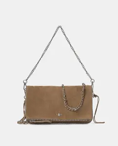 Темно-бежевая кожаная сумка через плечо с шариками Brownie, темно-коричневый