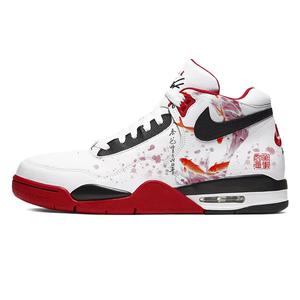 Nike Баскетбольные кроссовки Flight Legacy Cushioning, противоскользящие и износостойкие, винтажные, среднего размера, унисекс, красные, белые