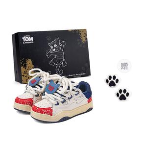 Скользоустойчивые амортизирующие дышащие низкие кеды для скейтбординга Unisex TALKING TOM, черно-белые