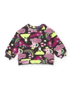 Детская толстовка с длинными рукавами коричневого цвета с принтом единорогов и радуг Tuc tuc