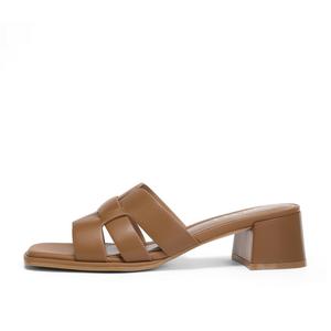 Скользостойкие устойчивые к истиранию шлепанцы на резиновой подошве Женские Бежевый Коричневый BELLE