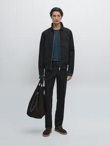 Узкие брюки из 100% хлопка Massimo Dutti, темно-синий