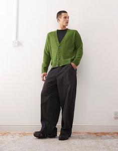 Вязаный кардиган с V-образным вырезом цвета хаки Collusion