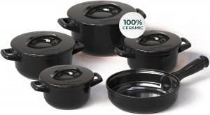 Набор посуды Ceraflame Cookware с керамической крышкой, 9 предметов, черный